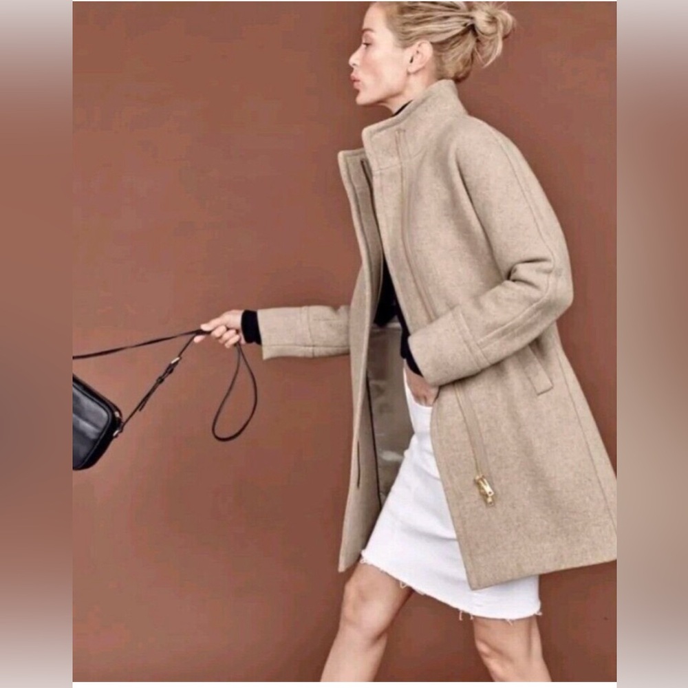 J. Crew Stadium Cloth Wool Coat by Nello Gori neutral cocoon pea coat